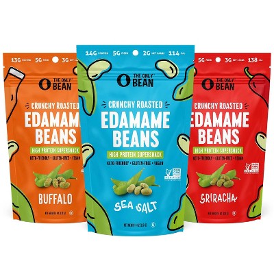 The Only Bean Crunchy Dry Roasted Edamame Beans ,Variety Pack, 4 oz (Pack of 3)