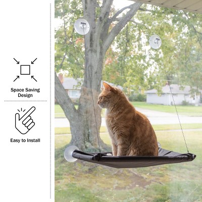 Black Oxford Cloth Cat Window Perch with Suction Cups