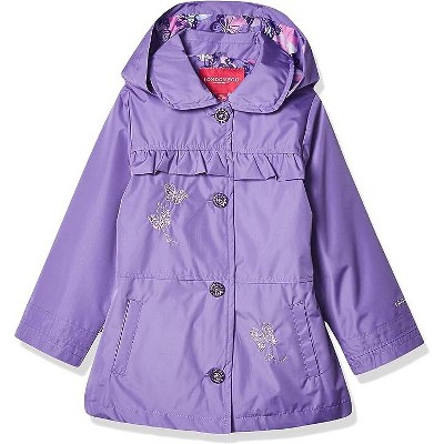 London Fog Girls Lightweight Hooded Trench Dress Jacket Purple