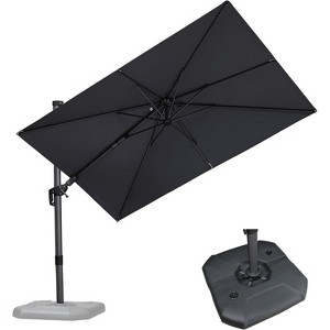 PURPLE LEAF Cantilever Umbrella Left-right Tilting Swivel Large Square Patio Umbrella Outdoor Offset Umbrella with 360°Rotation Adjustable With Base - 1 of 4