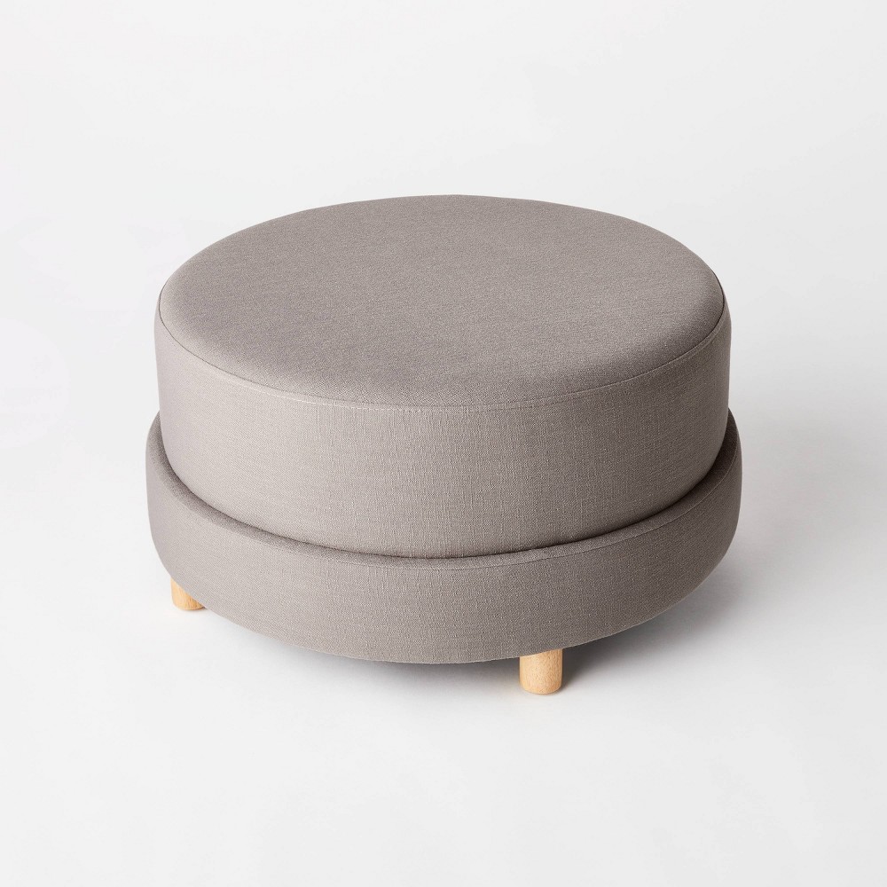 Wilmington Upholstered Round Ottoman Gray (KD) - Threshold™ designed with Studio McGee