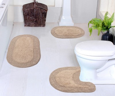 Double Ruffle Collection Cotton Ruffle Pattern Tufted Set of 3 Bath Rug Set - Home Weavers
