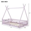 Okak Floor Bed Twin Size with Fence, Pine Wood Tent Bed Frame with Safety Rails, Kids Bed for Imaginative Play & Sleep - 4 of 4