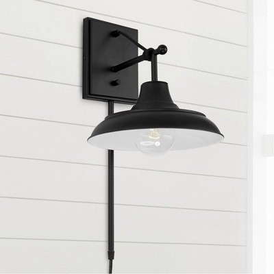 Jones Matte Black and White Interior Plug-In Dimmable Wall Sconce
