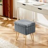 TUYOHW 16" Storage Ottoman,Faux Fur Vanity Stools with 4 Metal Legs & Anti-Slip Adjustable Feet,Ottoman for Living Room,Entryway - 2 of 4