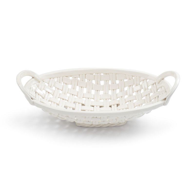 DEMDACO Ceramic Bread Basket with Towel 15 x 8 - White, 3 of 9