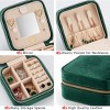 Plush Velvet Travel Jewelry Case with Mirror, Portable Organizer for Rings, Earrings & Necklaces, Green - 4 of 4