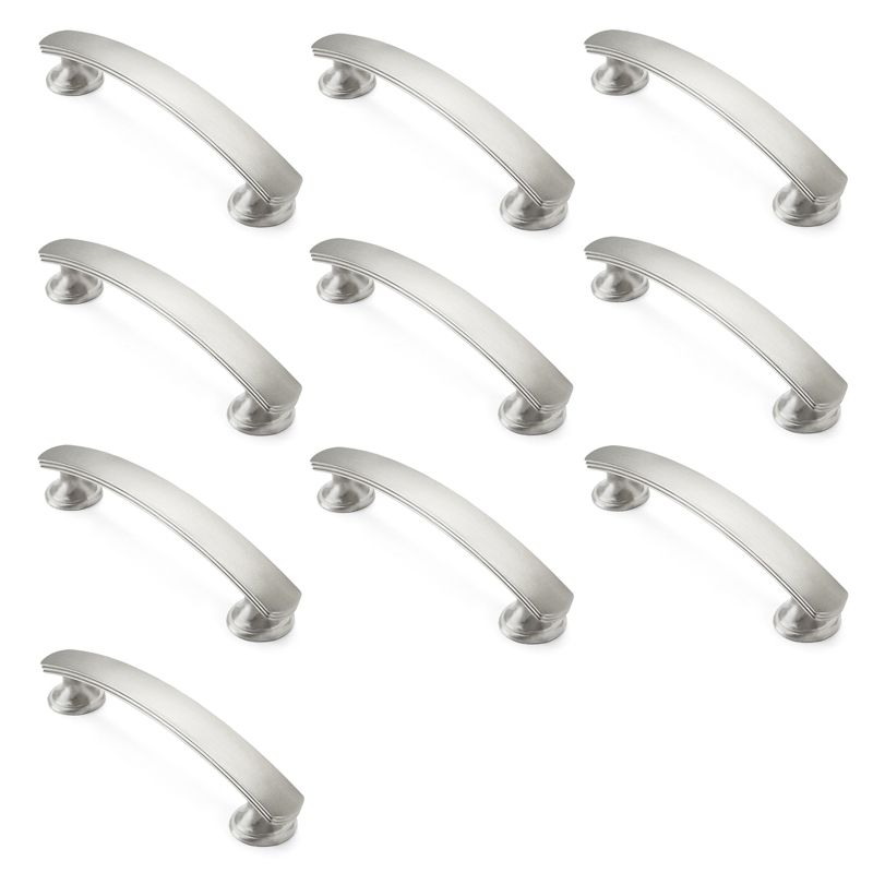 Cauldham Solid Kitchen Cabinet Arch Pulls Handles (3-3/4" Hole Centers) - Curved Drawer/Door Hardware - Style T750 - Satin Nickel, 3 of 6