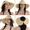 SUN CUBE Womens Sun Visor Hat, Beach Straw Roll Up Ponytail Hat, Wide Brim Sun Hat for Summer UV Protection Foldable - image 3 of 4