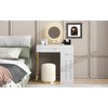 31.5'' Makeup Vanity Desk with Lighted Mirror, Luxury Dressing Table with 2 Drawers and 1 Cabinet, 3 Lighting Modes Available for Bedroom, White-Gold - 2 of 4