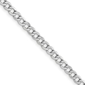 Black Bow Jewelry 4.3mm, 14K White Gold, Hollow Curb Link Chain Necklace - 1 of 4