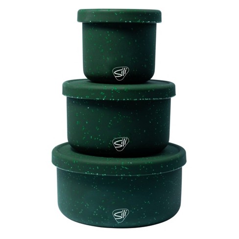 Silipint: 3 Pack Silicone Lidded Bowls, 10/20/30oz, Speckled Green - image 1 of 4