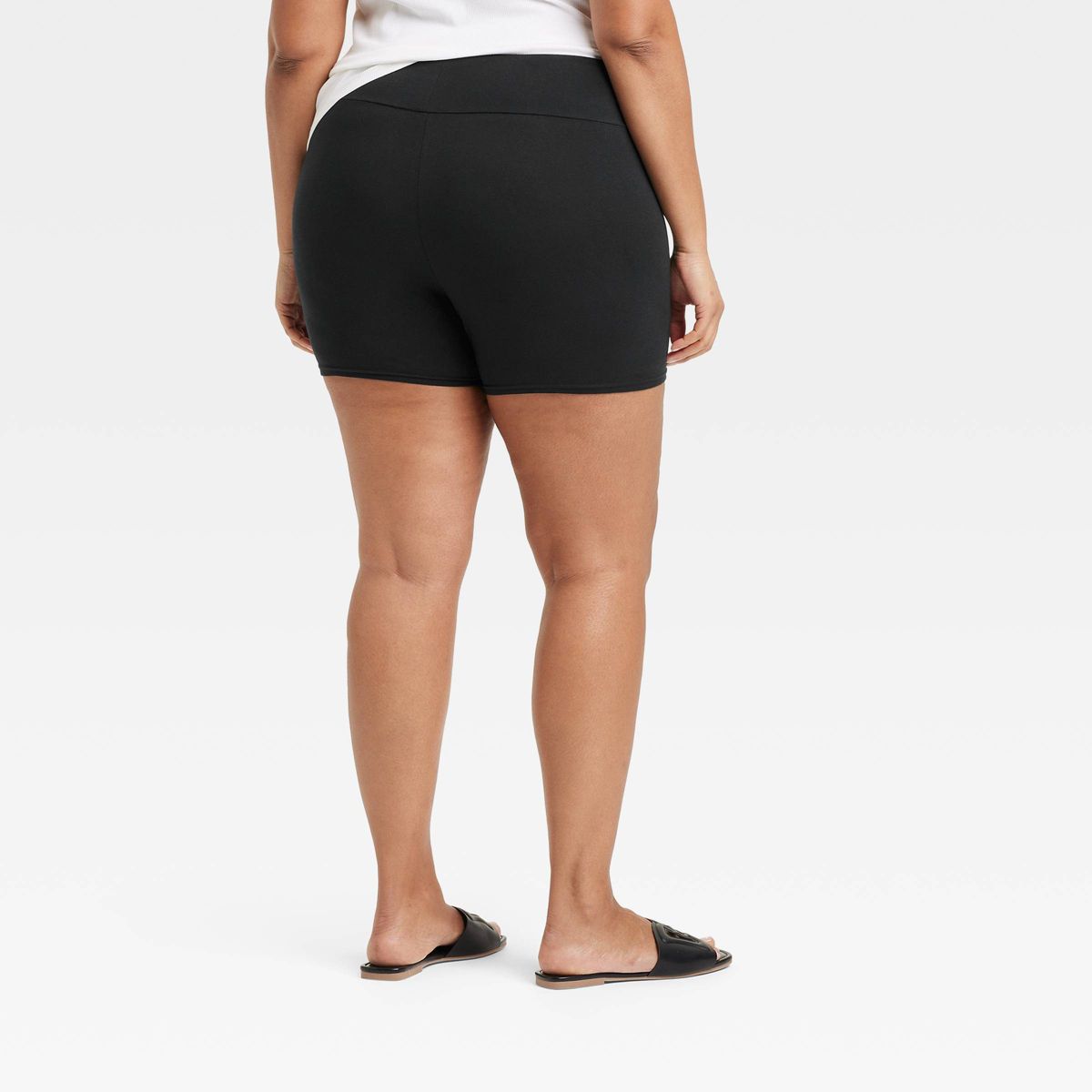 Women's High Rise Cotton 5" Inseam Bike Shorts - A New Day™ Black - thumbnail 5