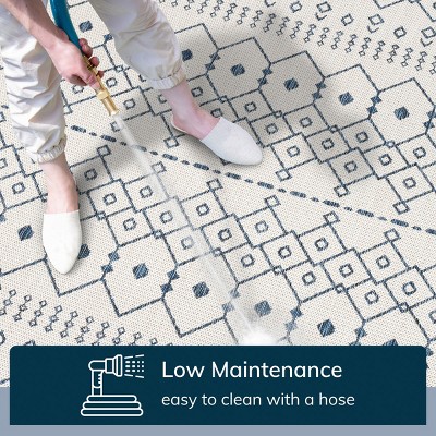 Nordic Lattice Light Blue Synthetic 5' x 7' Easy-Care Area Rug