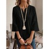 Women's Loose - Fit V - Neck Embroidered Top, 3/4 - Sleeve Lace - Detailed Shirt - 4 of 4