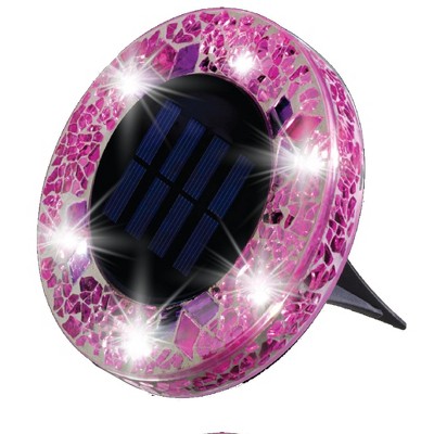 Pink Mosaic Solar LED Pathway Lights with Auto On/Off - 4 Pack