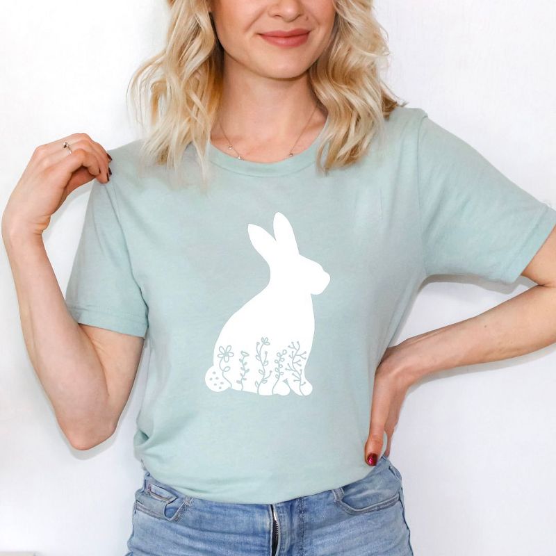 Simply Sage Market Women's Bunny With Flowers Short Sleeve Graphic Tee, 3 of 5