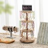 360 Rotating Earring Display Stands with 50 Earring Holder Cards and 50 Self-Seal Bags Wooden Jewelry Display Towers with 36 Hooks Necklace Bracelets - 2 of 4