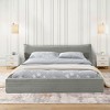 Queen Size Upholstered Platform Bed with Decorative Curved Headboard and Solid Wood Frame - 3 of 4