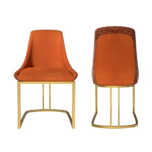 CLIHOME Set of 2 Modern High Back Dining Chair with Metal Legs in Red - 1 of 4