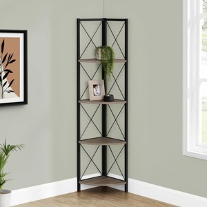 INFURNIC Decorative Bookshelf Corner Etagere Bookcase Metal Frame 4 Tier Shelves Space Saving for Office Bedroom, Black, 17.5"*12.5"*59.25" - 1 of 4