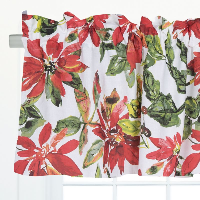 C&F Home Poinsettia Berries Cotton Red Valance Window Treatment, 2 of 5