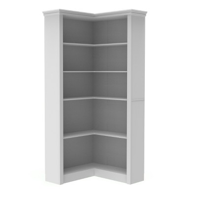 Maliang 5 tier open bookshelf, White Corner bookshelf, sturdy and durable, for bedroom, living room, study