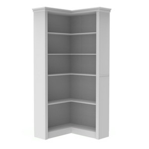 Maliang 5 tier open bookshelf, White Corner bookshelf, sturdy and durable, for bedroom, living room, study - 1 of 4