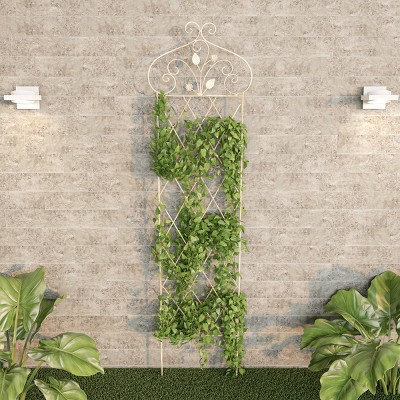 Antique White Steel Lattice Garden Trellis for Climbing Plants