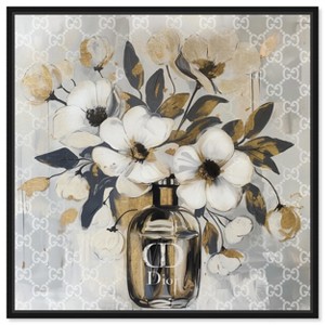 Art Remedy Golden Hues Perfume Floral Gold Fashion Wall Art Framed - 1 of 4