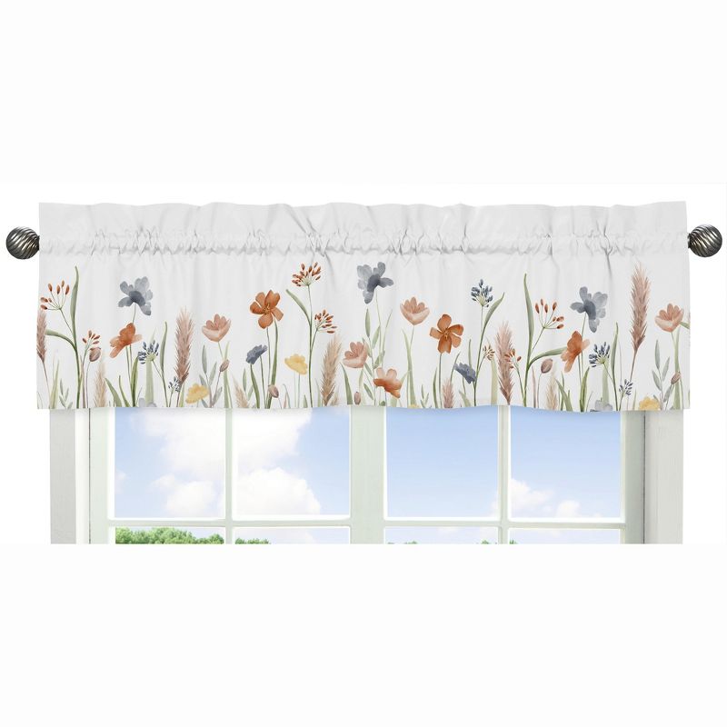 Sweet Jojo Designs Window Valance Treatment 54in. Watercolor Floral Garden Multicolor, 1 of 7