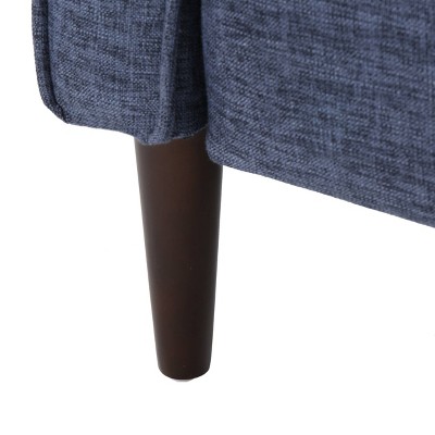 Mid-Century Modern Dark Blue Microfiber Recliner with Wood Legs
