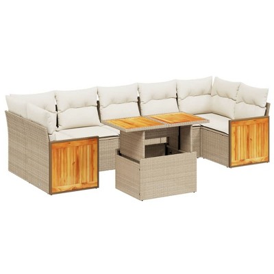 vidaXL 8 Piece Patio Sofa Set with Cushions - Beige and Cream Without Storage
