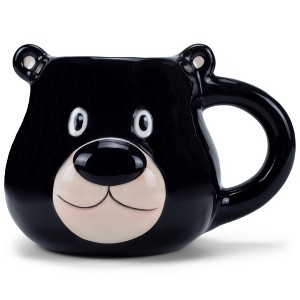 100 North ESNCHMG-BR Chubby Black Bear Face Character 20 ounce Glossy Ceramic Coffee Tea Cup Mug For Your Favorite Morning Brew - 1 of 4