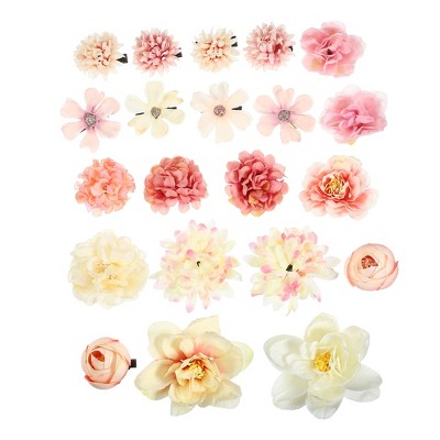 Unique Bargains Women's Fake Flowers Hair Clips Pink White 21 Pcs : Target