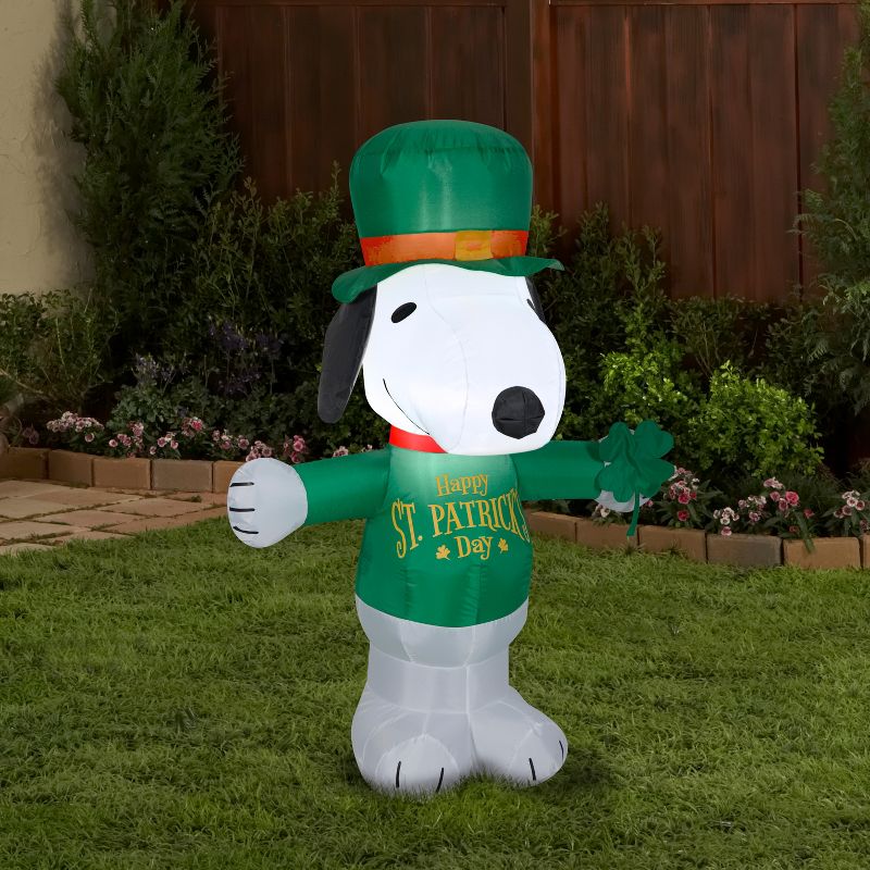 Peanuts Airblown Inflatable St. Patrick's Day Snoopy, 3.5 ft Tall, White, 2 of 6