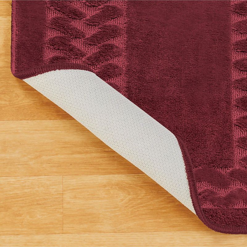 Collections Etc Herringbone Carpeted Runner Rug, Solid-Colored with Plush Decorative Trim Accents and Skid-Resistant Backing for Long, 3 of 7