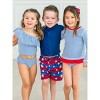 RuffleButts Girls UPF50+ Seersucker Long Sleeve Rash Guard Bikini - 4 of 4
