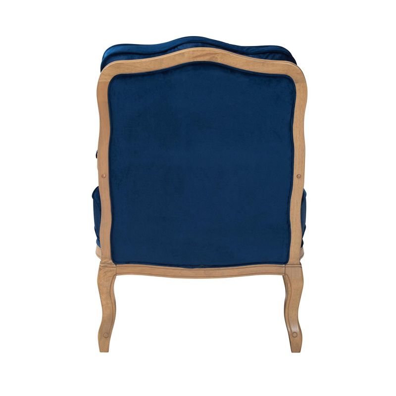 Baxton Studio Jules Traditional Navy Blue Fabric and French Oak Brown Finished Wood Accent Chair, 5 of 11