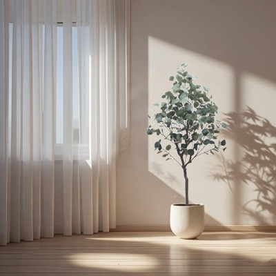 Artificial Eucalyptus Tree, Fake Silver Dollar Leaves Eucalyptus Plants Faux Eucalyptus Tree with Pot Realistic Autumn Leaves Home Office Decoration