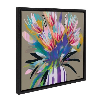 Sylvie Bright Flowers Framed Canvas Wall Art in Black Frame