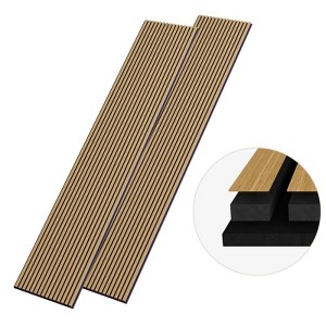 SMARTSTANDARD 105.9 in. x 12.6 in. x 0.9 in. Slat Wood Acoustic Sound Absorbing 3D Decorative Wall Paneling, 4-Pack - 1 of 2