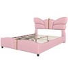 CAVINAS Modern Butterfly-Shaped Platform Bed Frame with Upholstered Headboard, PU Leather & Solid Wood Queen Bed Frame with Gold Metal Decor - 4 of 4