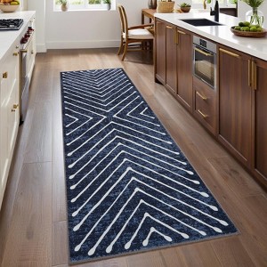 Modern Geometric Area Rug Farmhouse Stripe Area Rug Living Room Stain Resistant Non-Slip Carpet for Bedroom Dining Room - 1 of 4
