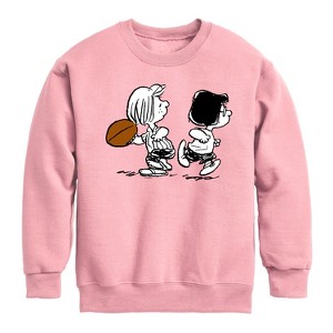 Boys' - Peanuts - Marcie Patty Football Graphic Long Sleeve Fleece Sweatshirt - 1 of 4