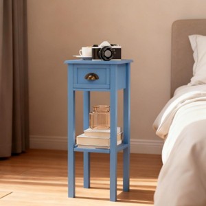 FONTOI End Tables with Drawer and Shelf Storage for Living Room Bedroom Functional Accent Furniture for Small Spaces, Blue, 33.1"*13.79"*5.12" - 1 of 4