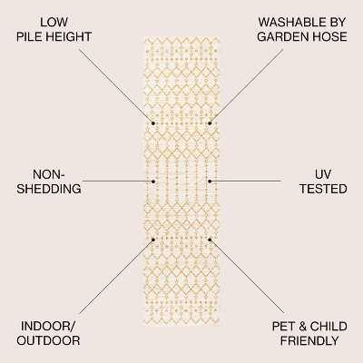 Cream and Yellow Geometric Flat Woven Runner Rug