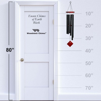 Black Aluminum and Wood Pentatonic Wind Chime, 37"