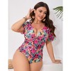 Clearlove Women Plus Size One Piece Swimsuits Tummy Control Bathing Suits V Neck Cutout Swimwear - 3 of 4