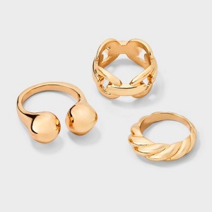 Linked Ring Set 3pc - A New Day™ Gold 6/7/8: Nickel-Free Metal, Stacking & Statement Styles - 1 of 3